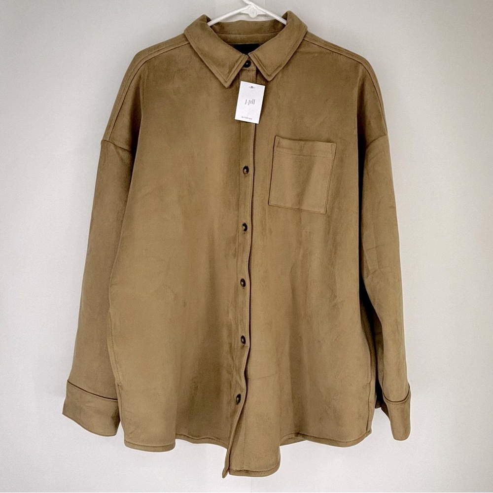 NEW NWT Butter soft J Jill Faux Suede Shirt Jacket Beige L